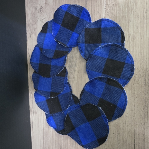 10 Pack Homemade 2ply Blue Black Plaid Reusable Facial O - Picture 2 of 3